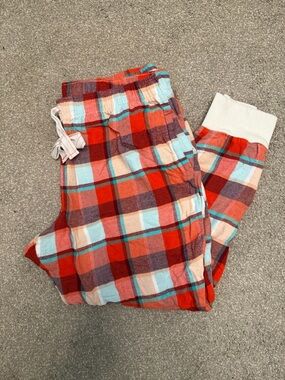 Old Navy Kids Plaid Pajama Bottoms - Red, Light Blue & Cream